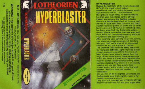 Hyperblaster box art for ZX Spectrum